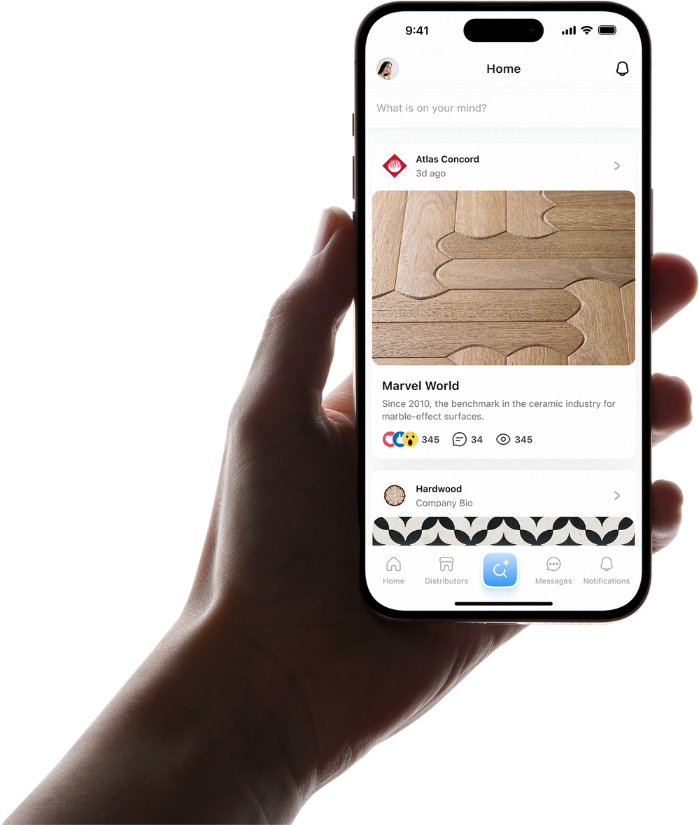 ONDUSTRY mobile app on an iPhone — network home feed